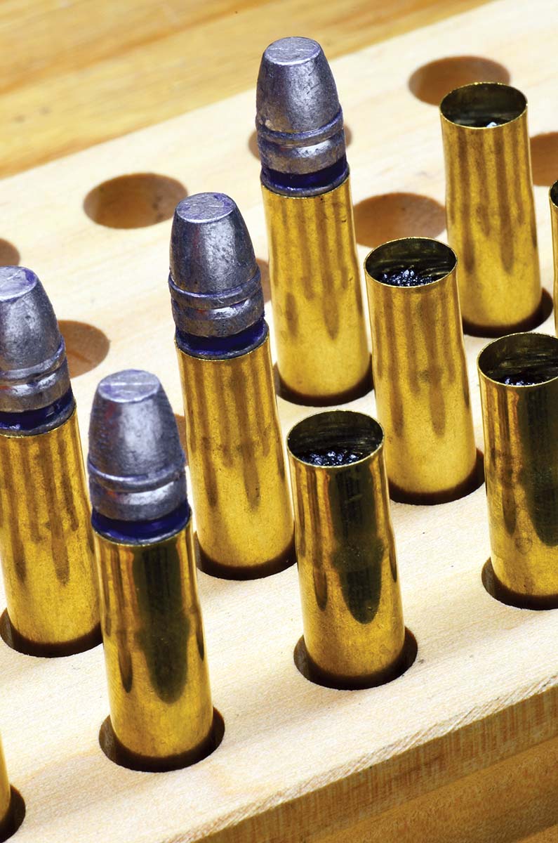 Eighteen grains of Swiss FFFg fills the new Hornady 32-20 case almost perfectly, allowing contact with the base of the bullet and slight, but not excessive, compression.